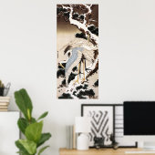 雪に覆われた松に鶴が二羽、広重 ポスター (ホームオフィス)