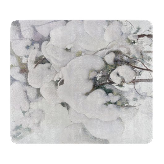 雪に覆われた松のサプリング(Pekka Halonen) カッティングボード (正面)