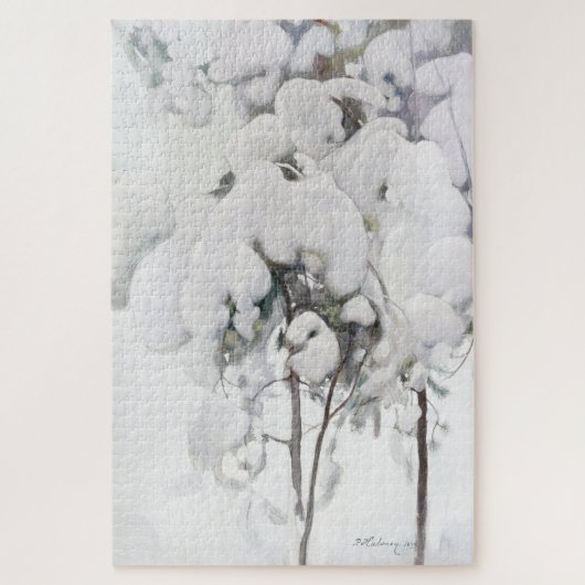 雪に覆われた松のサプリング(Pekka Halonen) ジグソーパズル (縦)