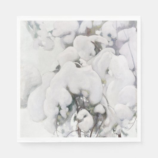 雪に覆われた松のサプリング(Pekka Halonen) スタンダードランチョンナプキン (正面)