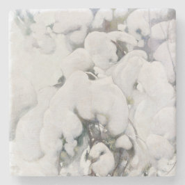 雪に覆われた松のサプリング(Pekka Halonen) ストーンコースター