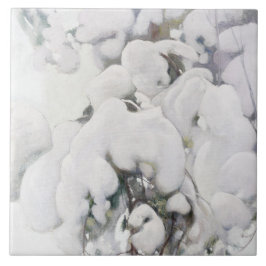 雪に覆われた松のサプリング(Pekka Halonen) タイル