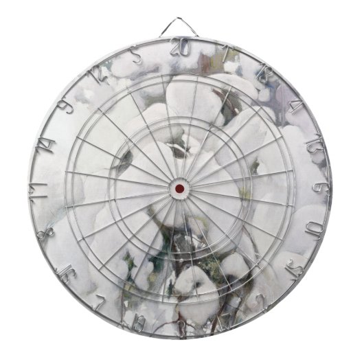 雪に覆われた松のサプリング(Pekka Halonen) ダーツボード (正面)