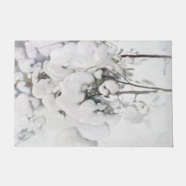 雪に覆われた松のサプリング(Pekka Halonen) ドアマット