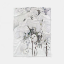 雪に覆われた松のサプリング(Pekka Halonen) フリースブランケット