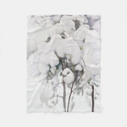 雪に覆われた松のサプリング(Pekka Halonen) フリースブランケット (正面)