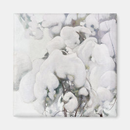 雪に覆われた松のサプリング(Pekka Halonen) マグネット