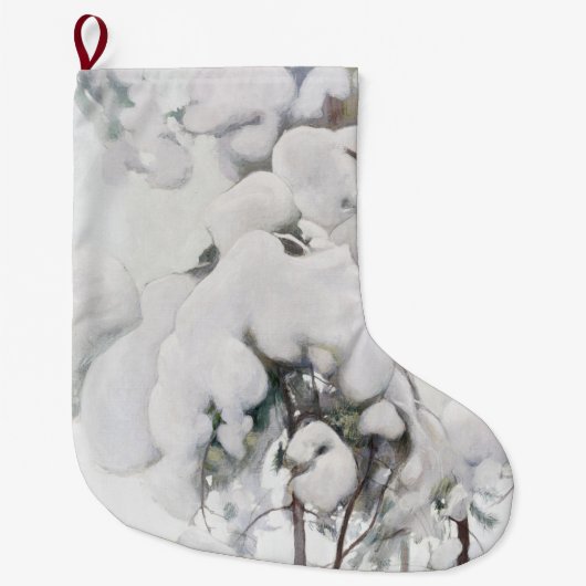 雪に覆われた松のサプリング(Pekka Halonen) ラージクリスマスストッキング (正面)