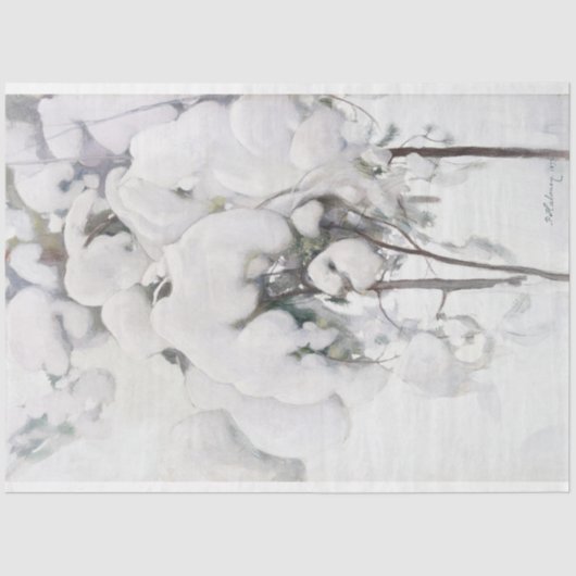 雪に覆われた松のサプリング(Pekka Halonen) 薄葉紙 (正面)