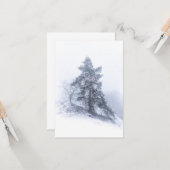 雪に覆われた松の木の冬の写真カード カード (正面/裏面インサイチュ)
