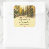 雪に覆われた松の木の森フォトキッチン スクエアシール (バッグ)