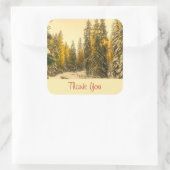 雪に覆われた松の木の自然写真ありがとう スクエアシール (バッグ)