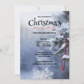 雪に覆われた松の木クリスマスパーティー 招待状 (正面)