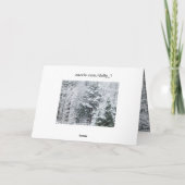 雪に覆われた松の木ホリデーカード シーズンカード (裏面)