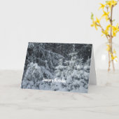 雪に覆われた松の木 カード (黄色い花)