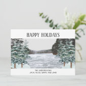 雪に覆われた松の木　氷の湖　楽しいホリデーシーズン シーズンカード (スタンド正面)