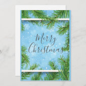 雪に覆われた松の葉のフレーム - あなたの名前を入れて シーズンカード (正面/裏面)