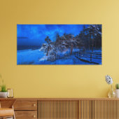 雪に覆われた松模様の夜景 キャンバスプリント (インサイチュ (リビング))