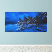 雪に覆われた松模様の夜景 キャンバスプリント (インサイチュ (ウッドフロア))