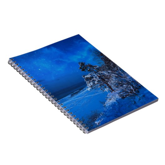 雪に覆われた松模様の夜景 ノートブック (右側)