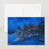 雪に覆われた松模様の夜景 ポストカード (正面/裏面)