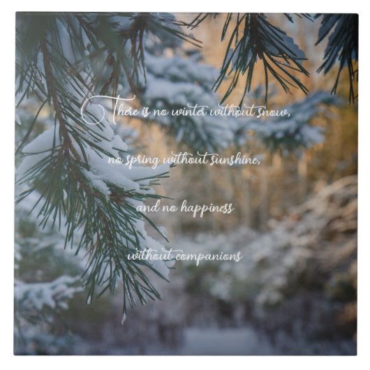 雪に覆われた松 タイル (正面)