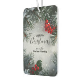 雪に覆われた松、ホリーベリー、写真なし カーエアーフレッシュナー (左)