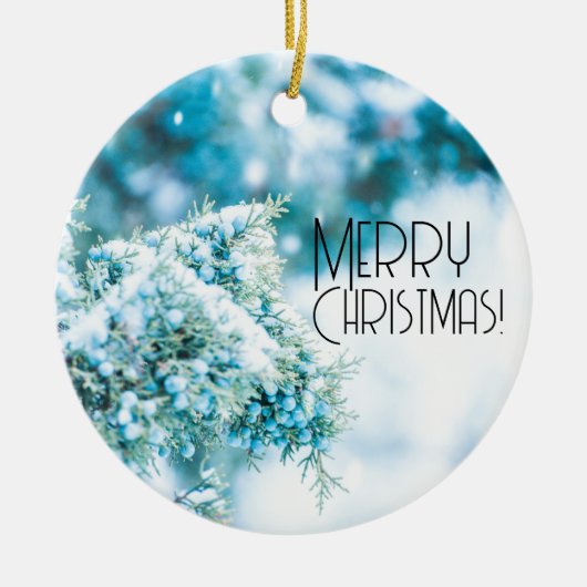 雪に覆われた果実の冬のオーナメント セラミックオーナメント (正面)