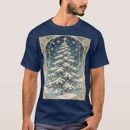 雪に覆われた枝のクリスマス・ユールツリー Tシャツ