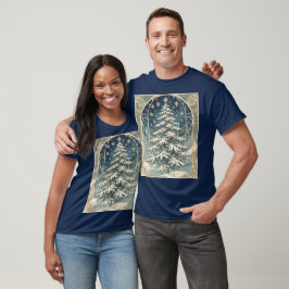 雪に覆われた枝のクリスマス・ユールツリー Tシャツ
