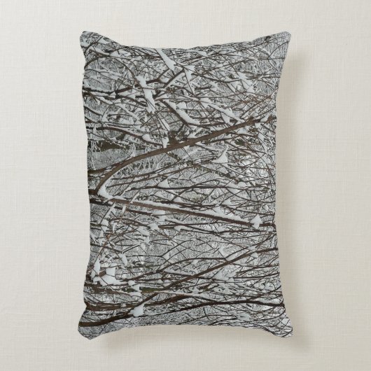 雪に覆われた枝冬の抽象芸術 アクセントクッション (正面(垂直))