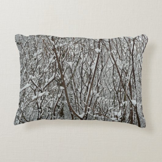 雪に覆われた枝冬の抽象芸術 アクセントクッション (裏面)