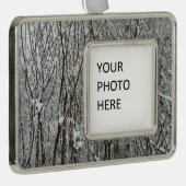 雪に覆われた枝冬の抽象芸術 シルバープレートフレームオーナメント (右)