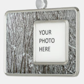 雪に覆われた枝冬の抽象芸術 シルバープレートフレームオーナメント (左)