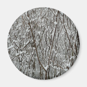 雪に覆われた枝冬の抽象芸術 マグネット