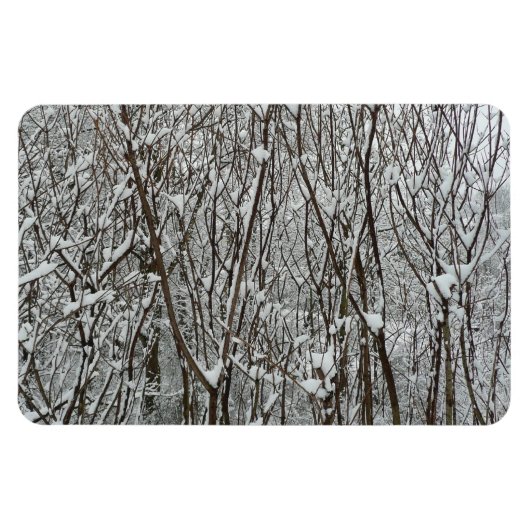 雪に覆われた枝冬の抽象芸術 マグネット (横)