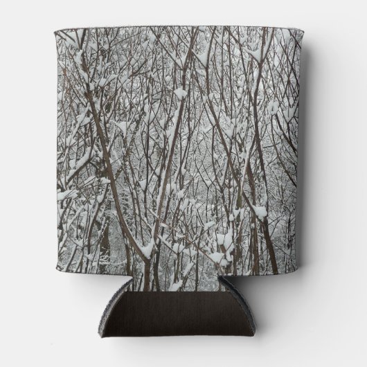 雪に覆われた枝冬の抽象芸術 缶クーラー (正面)