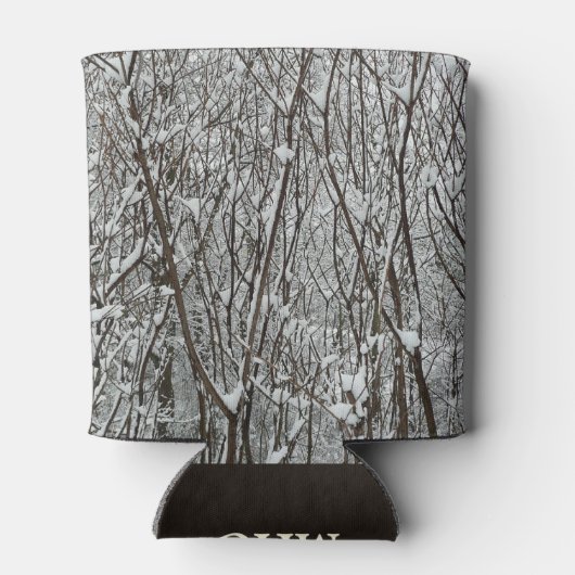 雪に覆われた枝冬の抽象芸術 缶クーラー (裏面)