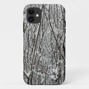 雪に覆われた枝冬の抽象芸術 iPhone 11 ケース