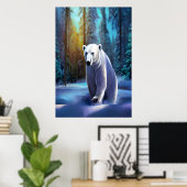 雪に覆われた森のホッキョクグマ | AIアートポスター ポスター (ホームオフィス)