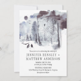 雪に覆われた森のレ結婚イブン| 招待状