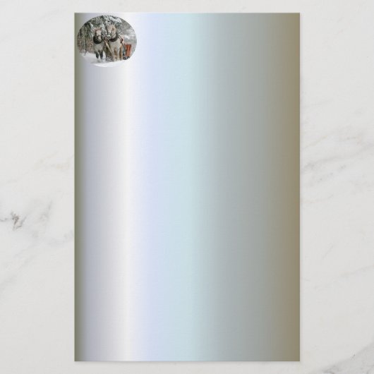 雪に覆われた森の中でスリーに乗る 便箋 (正面)