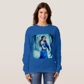 雪に覆われた森の中で烏と美しい女性 スウェットシャツ (正面フル)