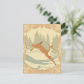 雪に覆われた森の中で鹿をジャンプ シーズンカード (スタンド正面)