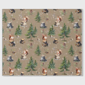 雪に覆われた森の休日に赤いリス ラッピングペーパー (フラット)