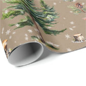 雪に覆われた森の休日に赤いリス ラッピングペーパー (ロールコーナー)