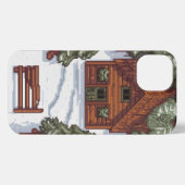 雪に覆われた森の木の家 iPhoneケース (裏面横)