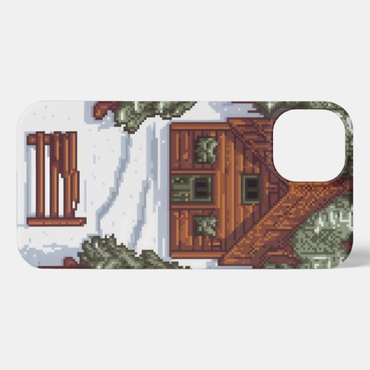 雪に覆われた森の木の家 iPhoneケース (裏面横)