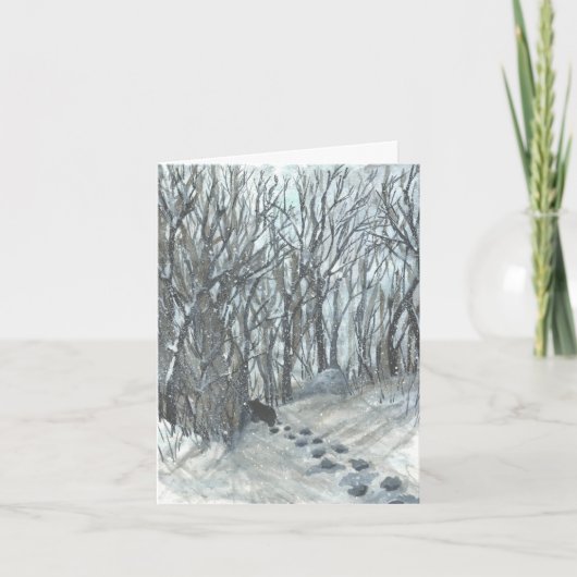 雪に覆われた森の水の色にクマ空白の サンキューカード (正面)