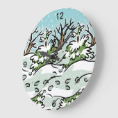 雪に覆われた森 –  ラージ壁時計 (傾斜)